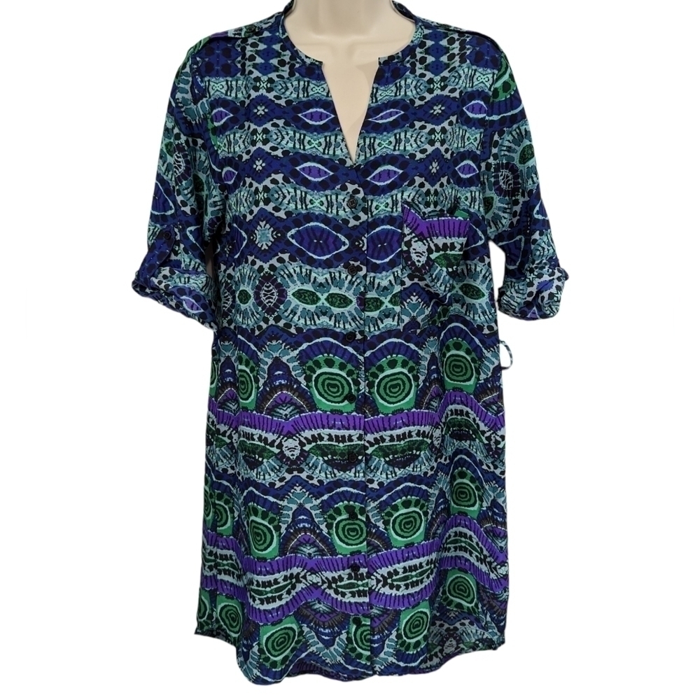 Maeve Frequencies Ikat Shirt Dress Sz XS